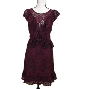 🆕 BB Dakota Lace Shift Dress. Sz 10. Burgundy.
